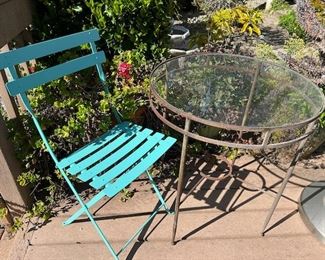 Iron Glass Top Patio Table