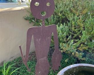 Metal Garden Sculpture "Fishing Girl"