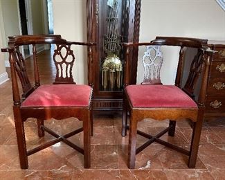 Pair mahogany Chippendale style corner chairs 