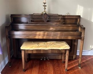Sohmer spinet piano and bench