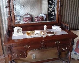 Victorian dressing table with mirror, celluloid
