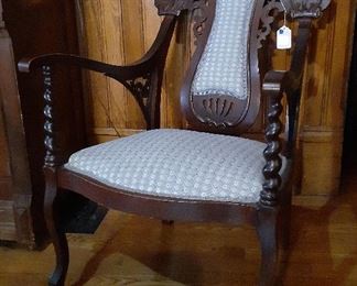 Victorian upholstered arm chair ornate