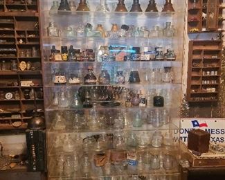 Glass bottle collections and marbles