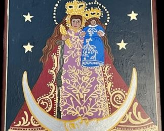 Lot 038-I: Nuestra Senora De Los Remedios

Features: 
•	Hand-painted/varnished religious icon on wood
•	Created (“written”) and signed/dated by our client

Dimensions: 10” x 6”


Condition: Very Good condition

