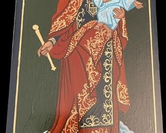 Lot 041-I: La Madre De La Merceo De Toluca

Features: 
•	Hand-painted/varnished religious icon on wood
•	Created (“written”) and signed/dated by our client

Dimensions: 10.5” x 5.5”

Condition: Very Good condition

