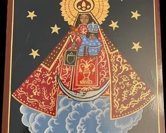 Lot 052-I: La Virgen de la Merceo

Features: 
•	Hand-painted/varnished religious icon on wood
•	Created (“written”) and signed/dated by our client

Dimensions: 8” x 10”


Condition: Very Good condition

