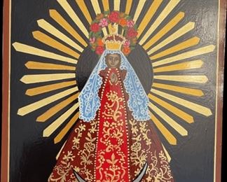 Lot 054-I: Nuestra Madre Santisima Del Roble

Features: 
•	Hand-painted/varnished religious icon on wood
•	Created (“written”) and signed/dated by our client

Dimensions: 8” x 10”


Condition: Very Good condition
