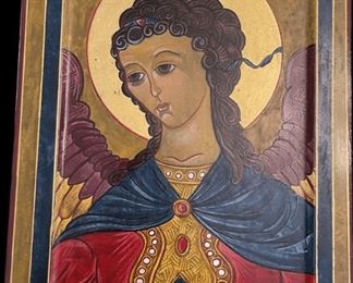 Lot 058-I: Saint Gabriel

Features: 
•	Hand-painted/varnished religious icon on wood
•	Created (“written”) and signed/dated by our client

Dimensions: 9.5” x 12.5”


Condition: Very Good condition
