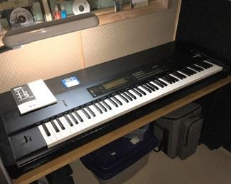 Lot 068-MM: Classic Korg T1 Music Workstation

Features: The T1 was released in 1989 as a follow-up to the Korg M1. It includes a larger-wave ROM and is compatible with the M1 expansion cards. (The other members of the T series are the T2 with 76 keys and T3 with 61 keys.) This is a classic, heavy-duty, rugged music-production workhorse from back in the day!

•	Weighted, pressure-and-velocity-sensitive (with aftertouch) 88-key keyboard
•	Polyphony: 16 notes
•	Multitimbral: 8 parts
•	User Patches: 200
•	User Performances: 100
•	ROM: 8MB at 16-bit resolution (190 waveforms, 85 drum sounds)
•	Sequencer Memory: 50,000 notes
•	Dimensions: 
•	Includes Korg 2HD floppy disk with internal pre-load data and demo sequences
•	Includes original operation guide
•	Note: Sustain pedal is NOT included (missing); no case available

Dimensions: 
•	Approximately 58”L x 20”D x 5 ½”H
•	Weight: about 77 lbs.


Condition: Good working condition; Good cosmetic condition (a few chips, scratches and tape-residue