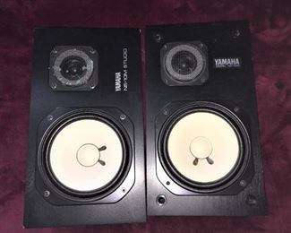 Lot 069-MM: Yamaha NS-10M Studio Reference Monitors

Features: 
•	Note: This is an un-matched pair!
•	Serial numbers: 319504 and 153433
•	Factory Specs: Frequency Range: 60 Hz to 20 kHz
•	Power Capacity: 60 watts (PROGRAM), 120 watts (MAX)
•	Nominal Impedance: 8 ohms Sensitivity: 90 dB SPL (1W, 1m, on-axis)
•	Crossover Frequency: 2 kHz (12dB/oct)
•	Enclosure: Real wood, black finish

Dimensions:
•	15”W x 8-1/2”H x 7-7/8” D
•	Weight: 13 lbs. each

Condition: Good cosmetic and working condition. Briefly bench-tested to confirm they’re both working and nothing appears or sounds to be blown. Serial #153533 has a substance that appears to be wax or paraffin around the tweeter.
