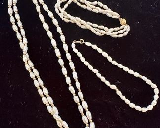 14K & Pearl Necklace & Bracelets