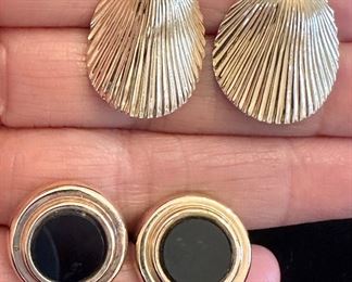 14K Shell Earrings & 14K Onyx Earrings