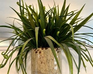 Faux Grass in Cement Planter