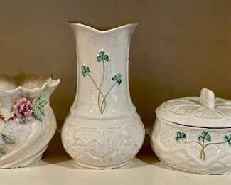 Belleck Vases & Covered Dish
