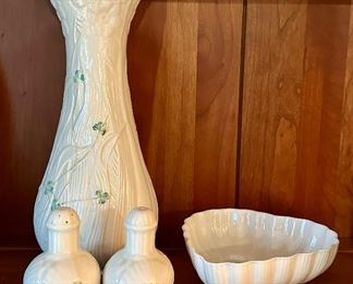 Belleck Vase, S&P Shakers, & Heart Dish