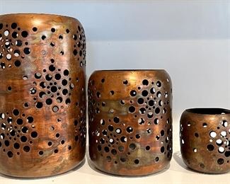 (3) Pierced Copper Lanterns