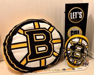 Boston Bruins Pillow, Mask, Hockey Stick & Lighted Sign