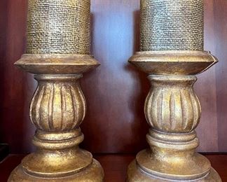 (2) Gold Pillar Candles