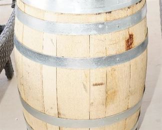 Slat wood whiskey barrel