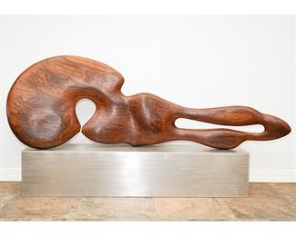 Michael Anderson Reclining Figure Mahogany Sculpture