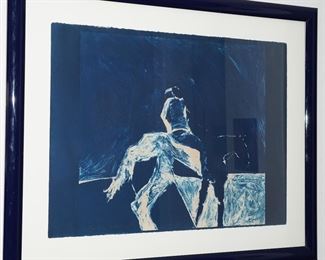 Fritz Scholder-Indian on Horse Cliche-verre cyanotype on BFK Rives paper, from an edition of 39, numbered 8/39. Signed Scholder in pencil, lower left. 