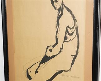 Figural man ink drawing by Dague