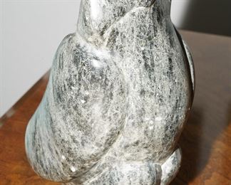 Carved marble stone owl-this sculpture stands about 2ft tall.
