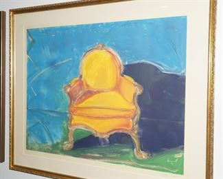 "Another Baroque Chair 3" lithograph by Christopher Pelley, signed and dated lower right