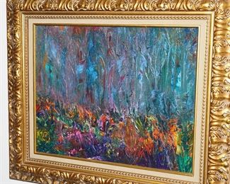 "Mystical Forest Sky" oil on canvas-artist unknown