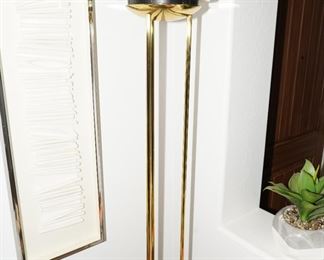 Three tier brass torchiere floor lamp with marble base