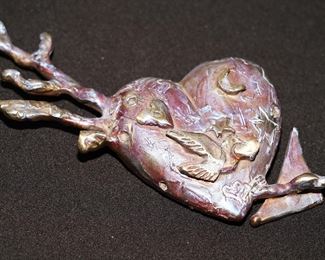Bronze heart sculpture