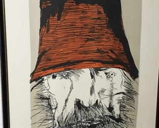 "Man in Red Hat" by Leonard Baskin