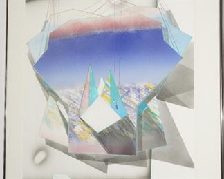 Mystical Equilibrium, color monotype by Shahrokh Rezvani(1943-)