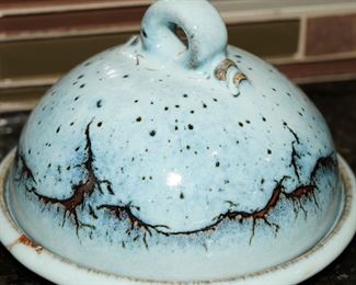 Stoneware covered cheese dish