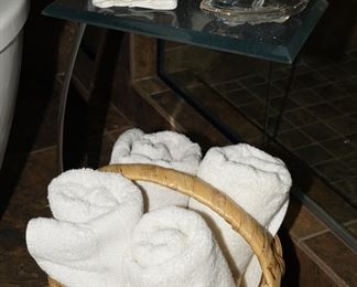 Tempered glass side table with iron base