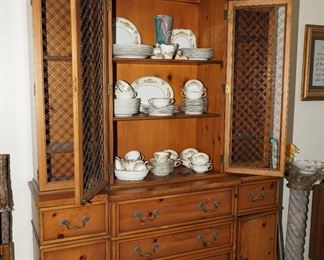 Pine wood buffet cabinet and secretary; with dove tail joints