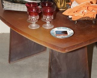 Mid century amber lucite tables x 2