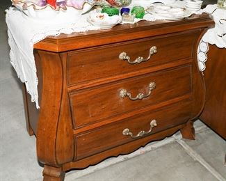 Drexel 3 drawer bombe nightstands x 2