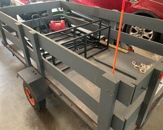 Wood lawn mower trailer