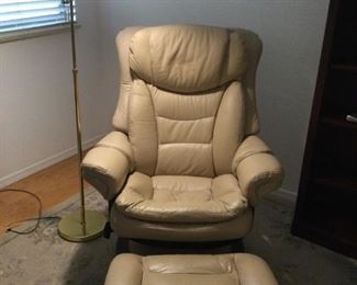 Lane Faux Captain Chair and Vintage Brass Reading Lamp