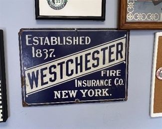 Vintage Westchester Fire Insurance Sign