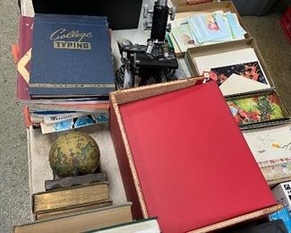 Microscope, Vintage greeting cards, Slide Atlas of Cardiac Anatomy Books and miscellaneous Books