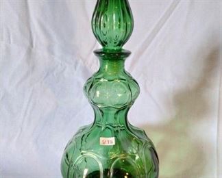 Vintage Empoli Green Glass Genie Bottle Decanter