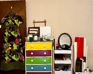 Cardboard Childs Chest, Rolling Organizer, Frames, Maps