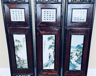 Antique Chinese Porcelain Art Panels. Hand Painted. 
