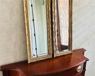 Small entry table made by Harding furniture. Brass pulls. Solid wood, beautiful condition.. 