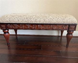 Wood and Upholstered Bench. Bombay Furniture. 