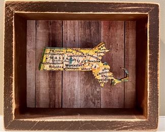 Rustic 3-D Massachusetts Sign