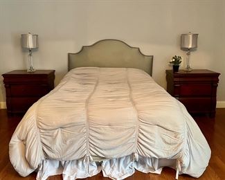 Upholstered Queen Headboard with Nailhead Trim