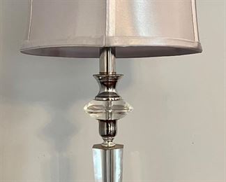 (2) Crystal Lamps with Silk Shade